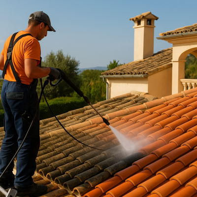 Dachreinigung auf Mallorca – Deutsche Fachkräfte & hochwertige Geräte für perfekte Ergebnisse